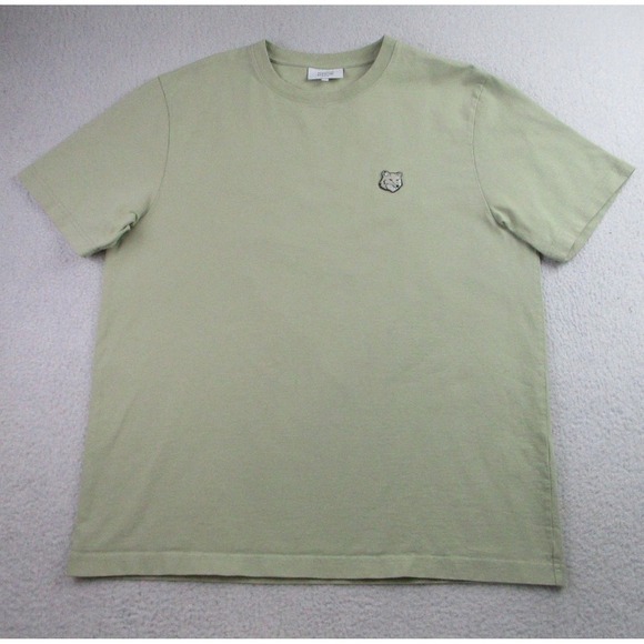 Maison Kitsune Shirt Mens Large Green Fox‎ Head Embroidery Casual Portugal Tee - Picture 2 of 10